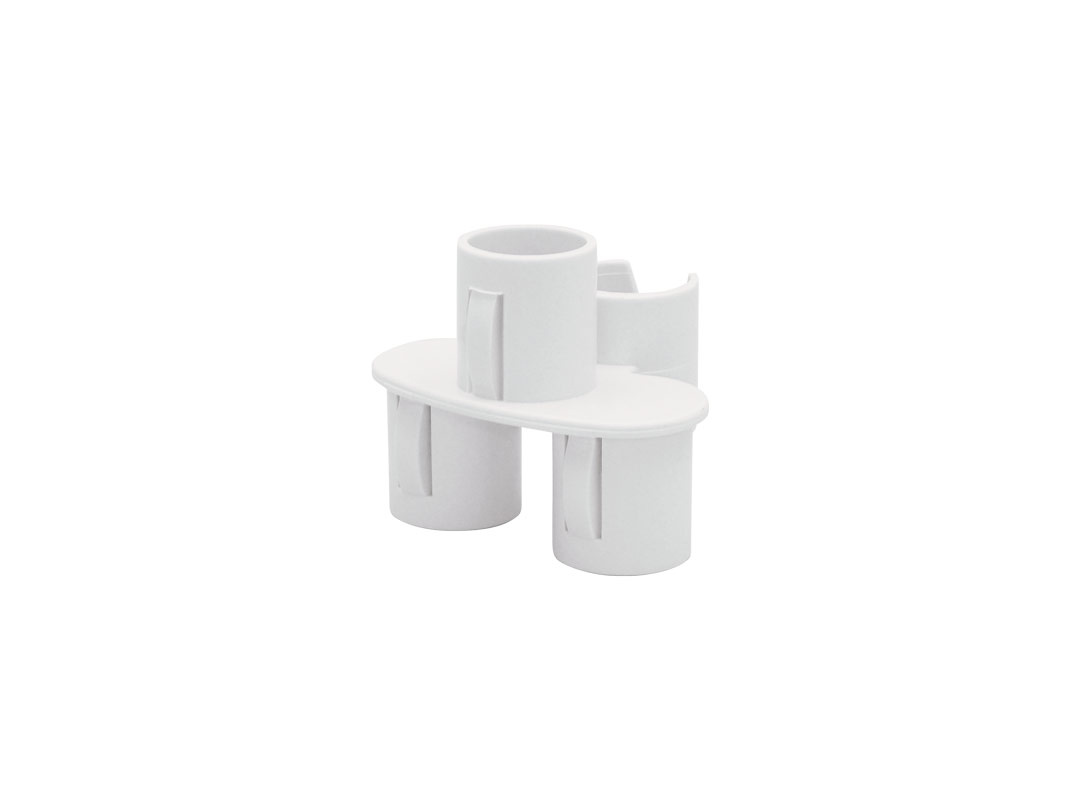 Accessoire houder bevestigd aan telescopische buis voor stofzuiger